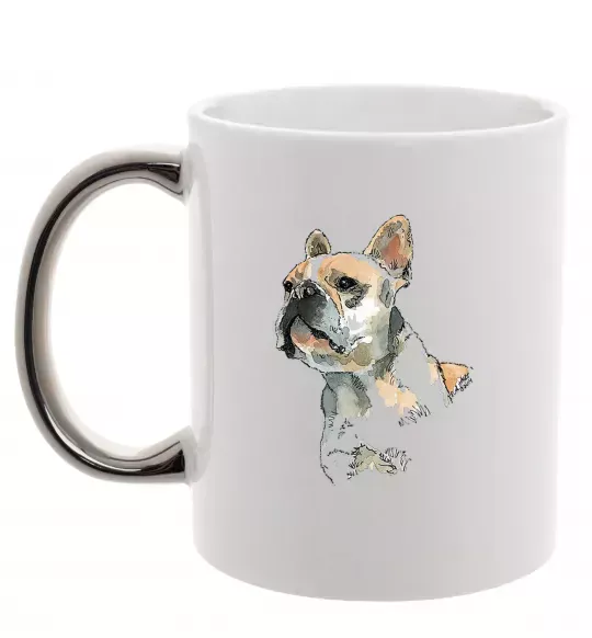 Чашка з кольоровою ручкою Бульдог Срібло фото