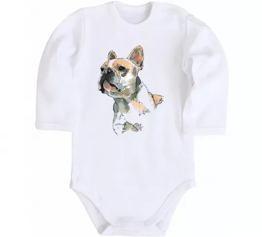 Детский боди Бульдог Белый фото