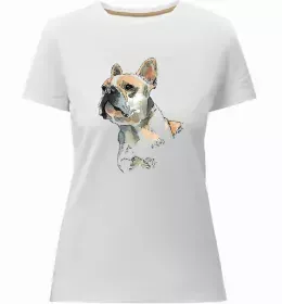 Женская премиум футболка Bulldog popart Белый фото