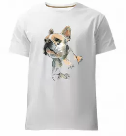 Мужская премиум футболка Бульдог в тату Белый фото