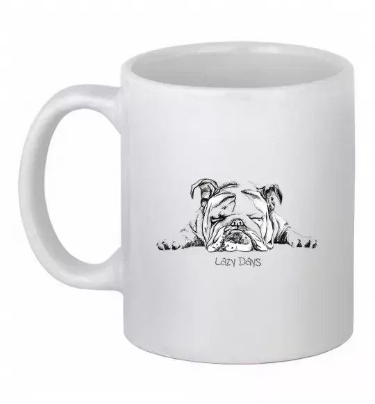 Чашка керамічна Бульдог спить Білий фото