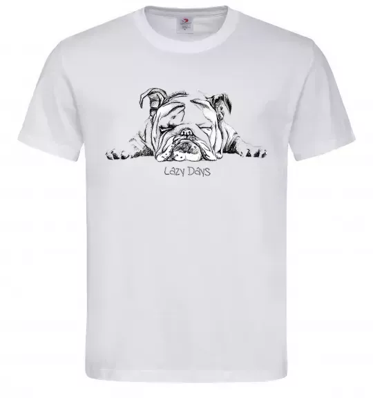 Чоловіча футболка Бульдог спить Білий фото