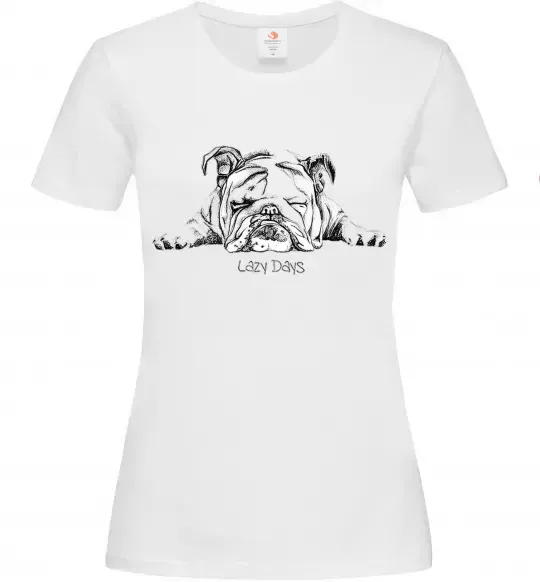 Женская футболка Бульдог спить Белый фото