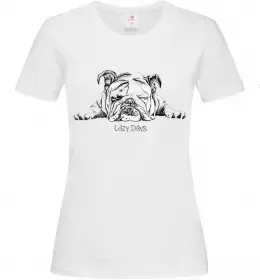 Женская футболка Бульдог спить Белый фото