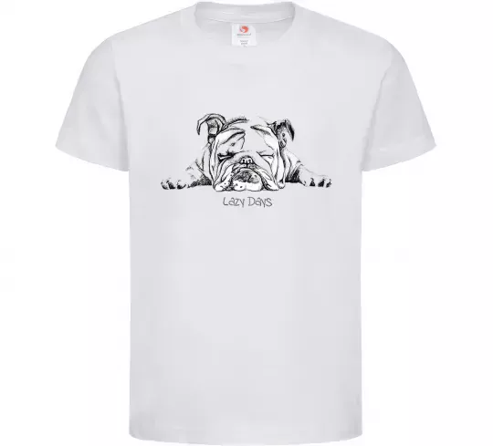 Детская футболка Бульдог спить Белый фото