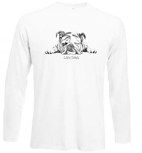 Лонгслів Бульдог спить Білий фото