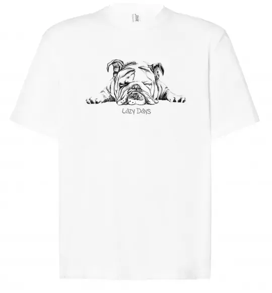 Футболка Оверсайз Бульдог спить Белый фото
