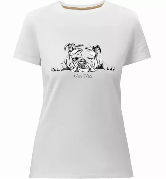 Жіноча преміум футболка Бульдог спить Білий фото
