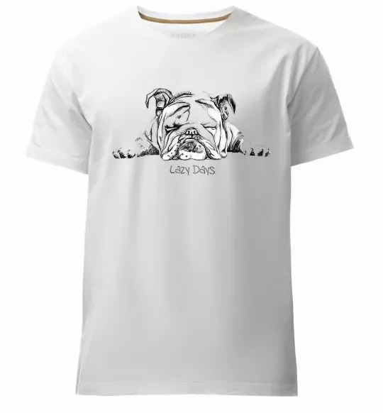Чоловіча преміум футболка Бульдог спить Білий фото