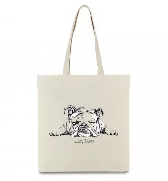 Эко-сумка Бульдог спить Бежевый фото