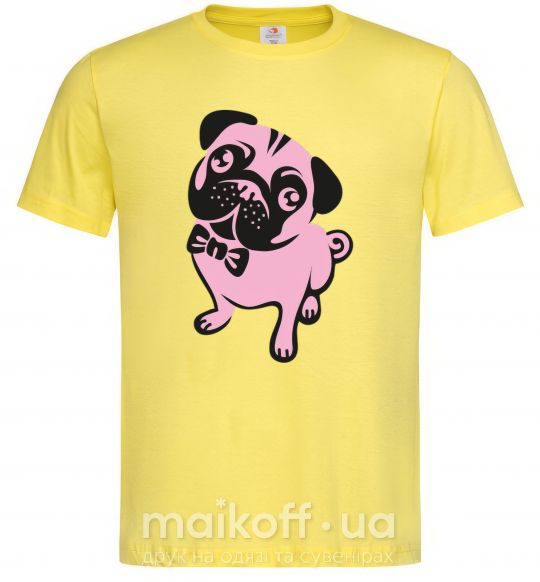 Мужская футболка Розовый бульдог Лимонный фото