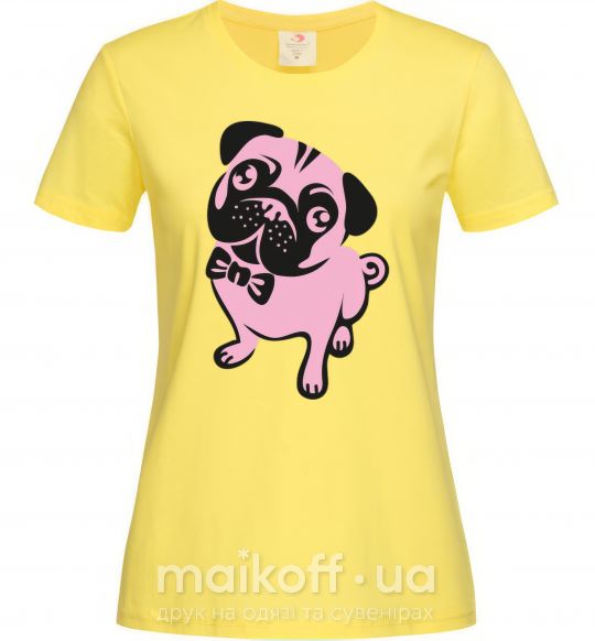 Жіноча футболка Розовый бульдог Лимонний фото