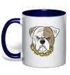 Чашка з кольоровою ручкою Бульдог з ланцюгом Глибокий темно-синій фото