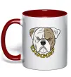Чашка з кольоровою ручкою Бульдог з ланцюгом Червоний фото