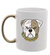 Чашка з кольоровою ручкою Бульдог з ланцюгом Золото фото