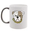 Чашка з кольоровою ручкою Бульдог з ланцюгом Срібло фото