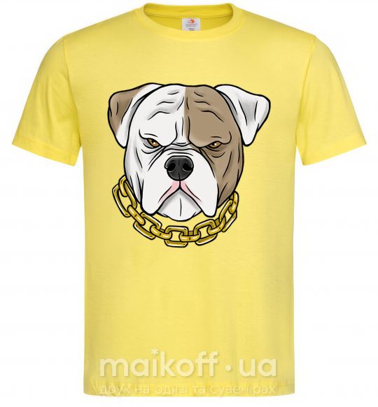 Мужская футболка Бульдог с цепью Лимонный фото