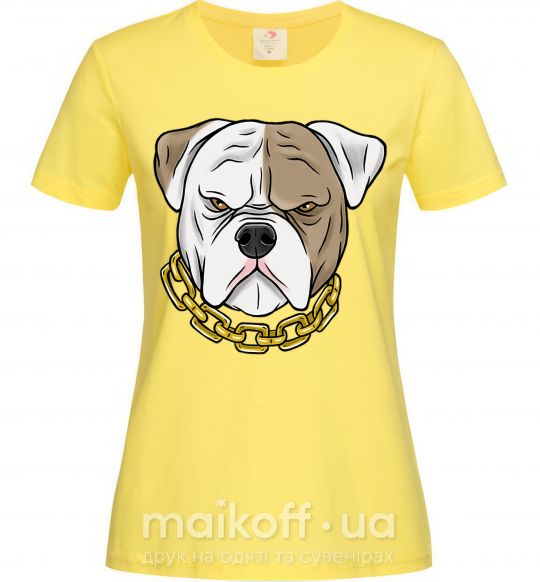 Женская футболка Бульдог с цепью Лимонный фото