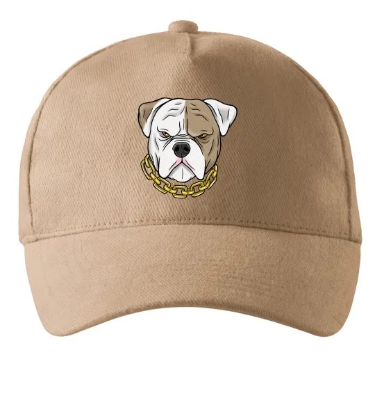 Кепка Бульдог з ланцюгом Песочный фото