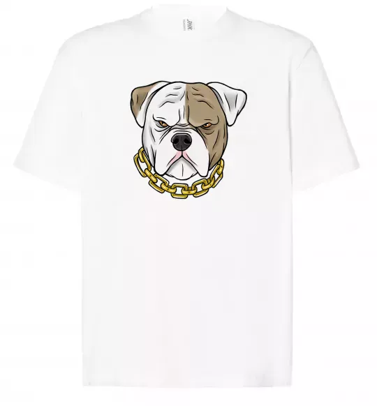 Футболка Оверсайз Бульдог з ланцюгом Білий фото