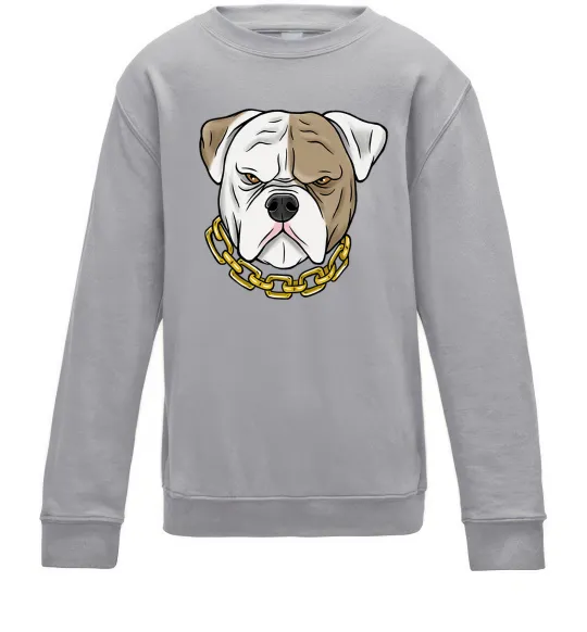 Дитячий світшот Бульдог з ланцюгом Сірий меланж фото