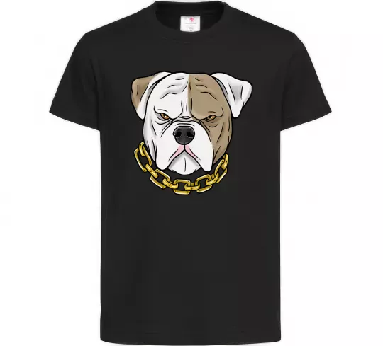Детская футболка Бульдог з ланцюгом Черный фото