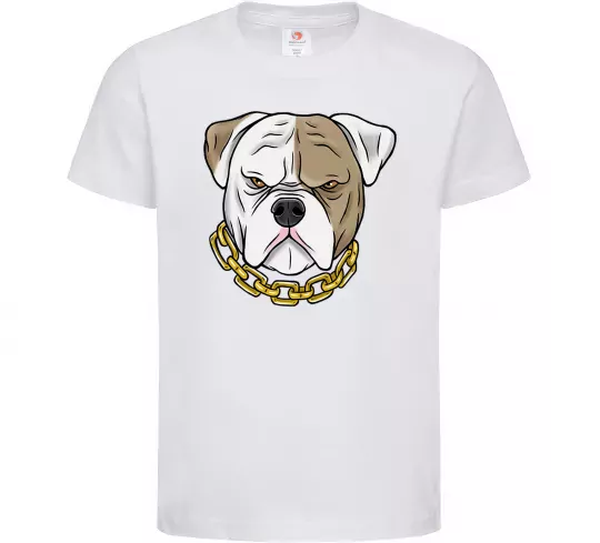 Детская футболка Бульдог з ланцюгом Белый фото