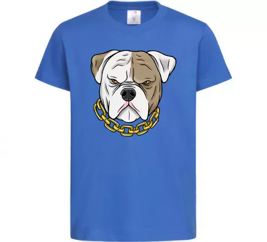 Детская футболка Бульдог з ланцюгом Ярко-синий фото