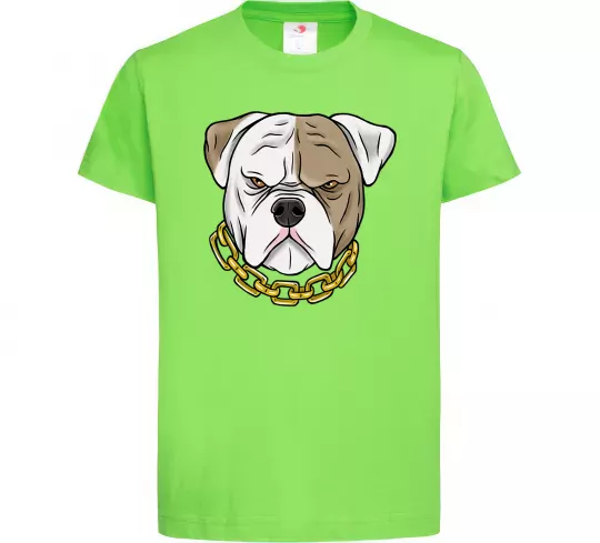 Детская футболка Бульдог з ланцюгом Лаймовый фото