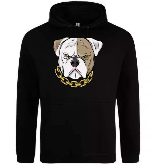 Женская толстовка (худи) Бульдог з ланцюгом Черный фото