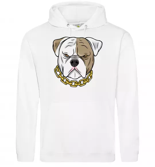 Женская толстовка (худи) Бульдог з ланцюгом Белый фото