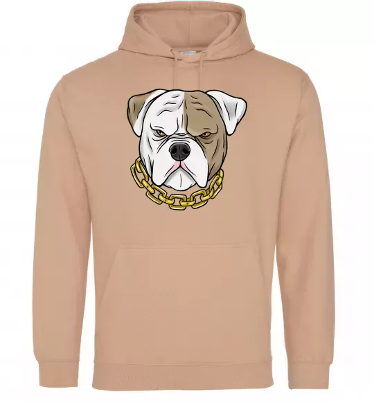 Женская толстовка (худи) Бульдог з ланцюгом Песочный фото