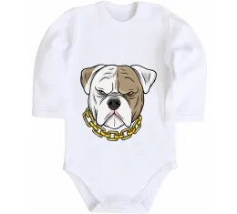 Детский боди Hippie bulldog Белый фото