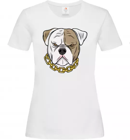Женская футболка Бульдог з ланцюгом Белый фото