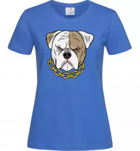 Женская футболка Бульдог з ланцюгом Ярко-синий фото