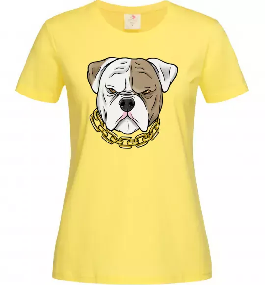 Женская футболка Бульдог з ланцюгом Лимонный фото