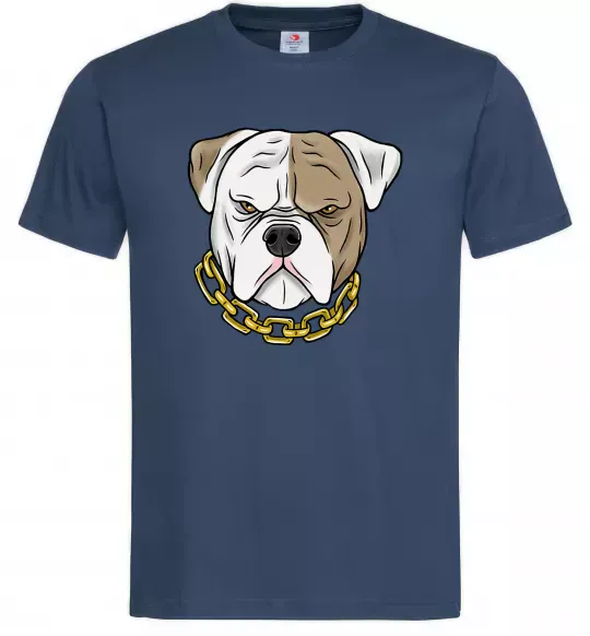 Чоловіча футболка Бульдог з ланцюгом Темно-синій фото