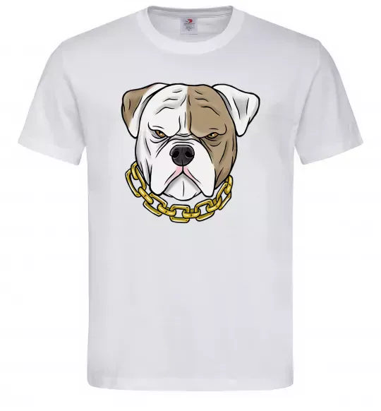 Чоловіча футболка Бульдог з ланцюгом Білий фото