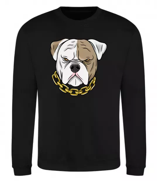 Світшот Бульдог з ланцюгом Чорний фото