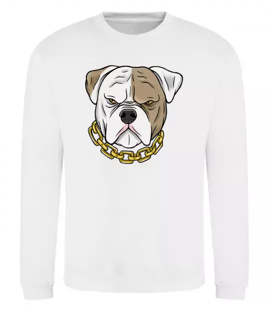 Світшот Бульдог з ланцюгом Білий фото
