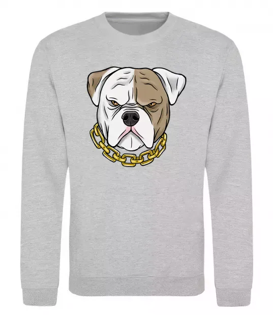 Світшот Бульдог з ланцюгом Сірий меланж фото