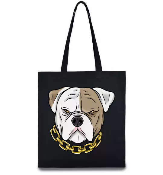 Еко-сумка Бульдог з ланцюгом Чорний фото