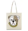 Еко-сумка Бульдог з ланцюгом Бежевий фото