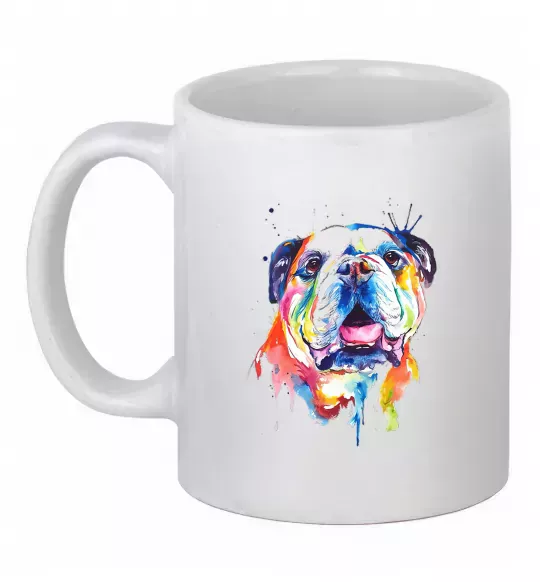 Чашка керамическая Акварельний бульдог Белый фото