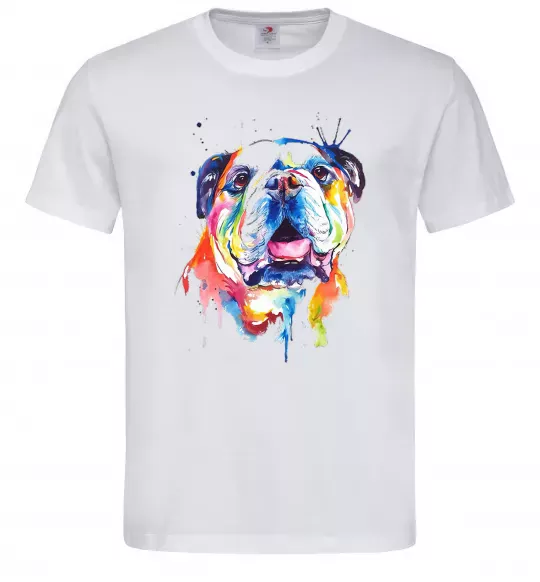 Мужская футболка Акварельний бульдог Белый фото