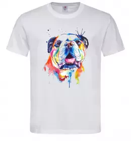 Чоловіча футболка Акварельний бульдог Білий фото