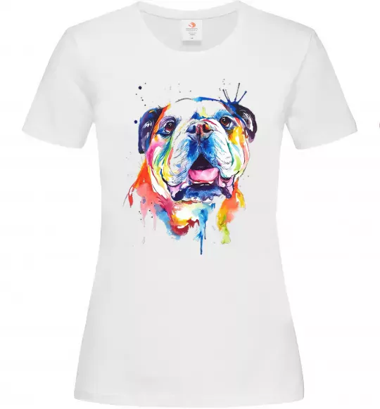 Жіноча футболка Акварельний бульдог Білий фото