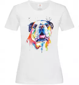 Женская футболка Акварельний бульдог Белый фото