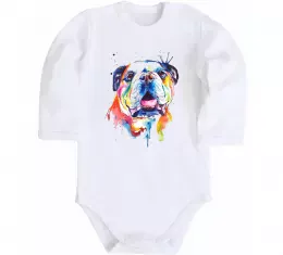 Детский боди Акварельний бульдог Белый фото