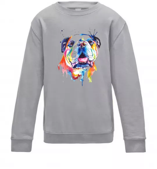 Дитячий світшот Акварельний бульдог Сірий меланж фото